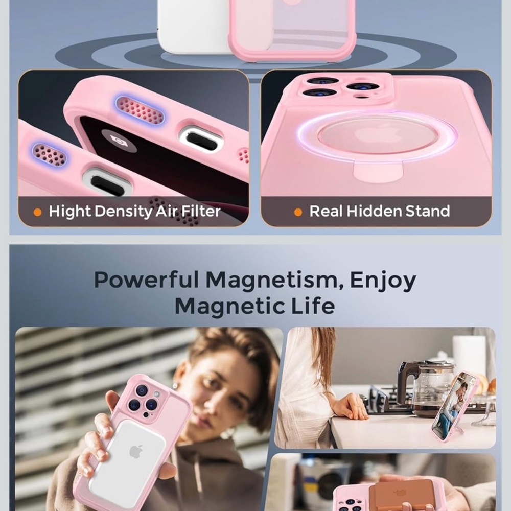 Magnetic Pink Phone Case with Stand IPhone 16 Pro Max